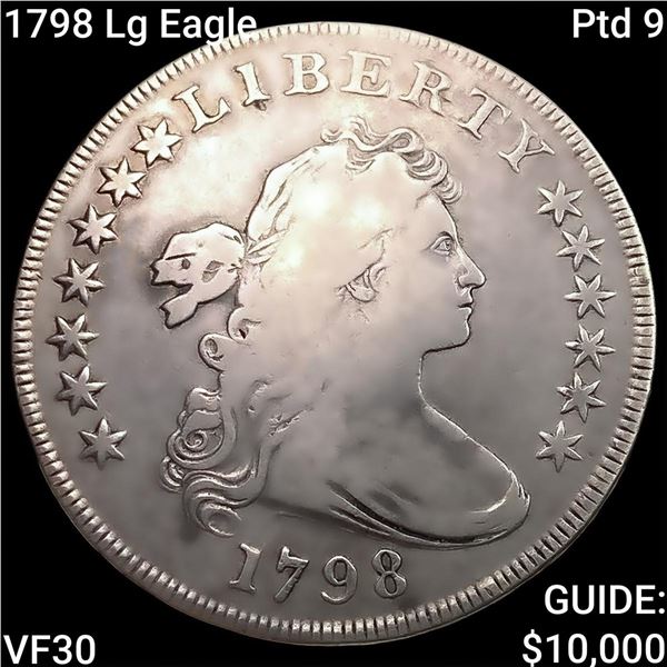 1798 Lg Eagle, Ptd 9 Draped Bust Dollar LIGHT CIRCULATED