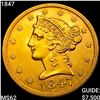 Image 1 : 1847 $5 Gold Half Eagle UNCIRCULATED
