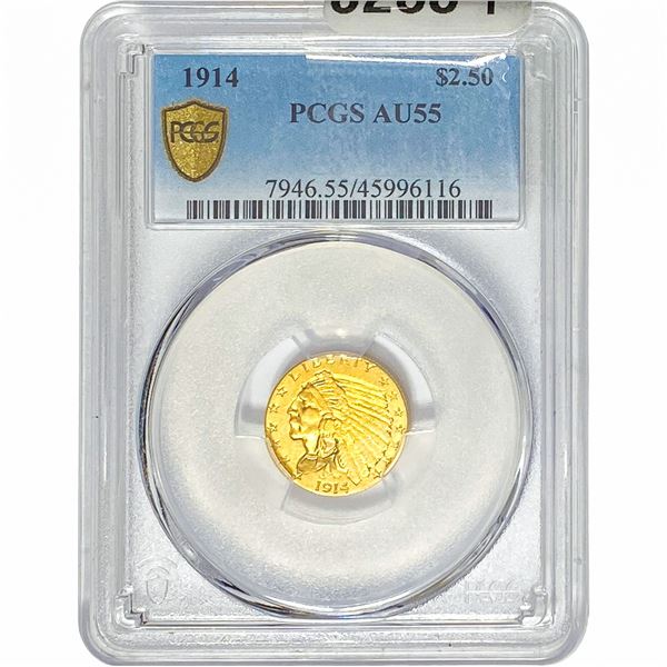 1914 $2.50 Gold Quarter Eagle PCGS AU55