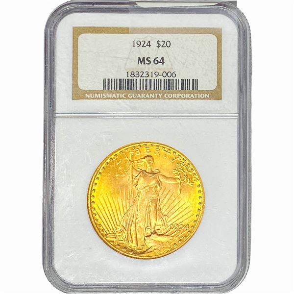 1924 $20 Gold Double Eagle NGC MS64