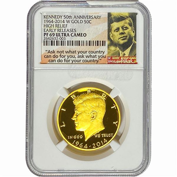 1964-2014-W Gold Kennedy 50C NGC PF69 Ultra Cameo