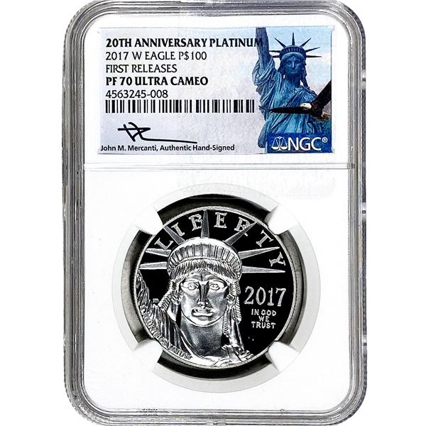 2017-W 20th Anni. 1OZ Platinum Eagle $100 NGC PF70