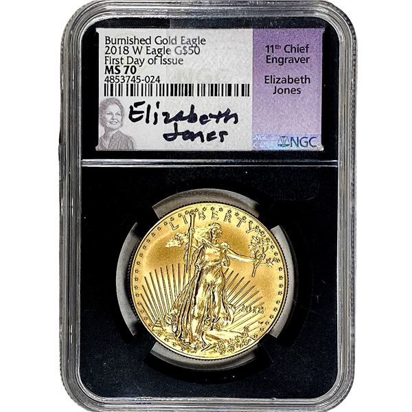 2018-W Burnished 1OZ Gold Eagle $50 NGC MS70