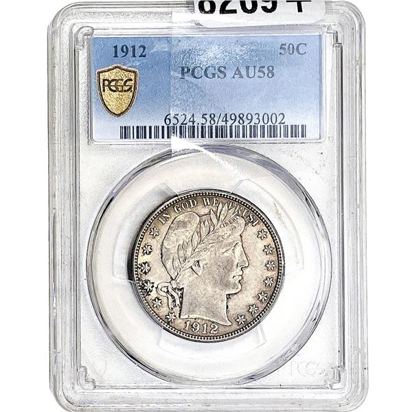 1912 Barber Half Dollar PCGS AU58