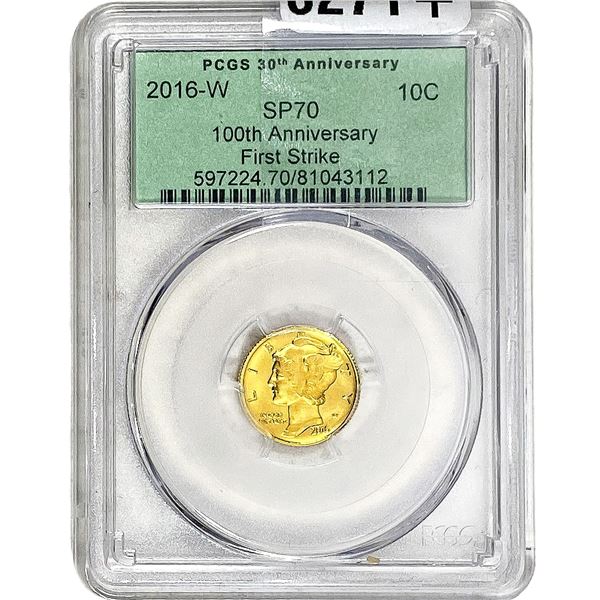 2016-W 1/10 OZ Gold Mercury Dime PCGS SP70