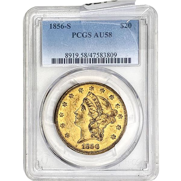1856-S $20 Gold Double Eagle PCGS SU58