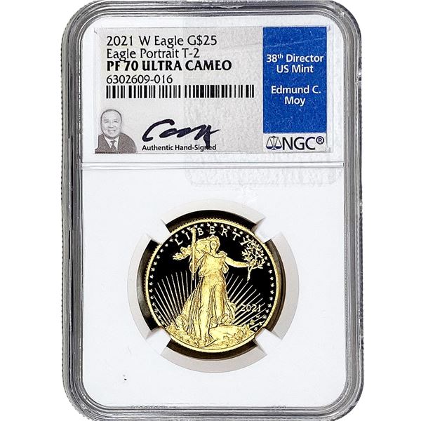 2021-W 1/2OZ Gold $25 Eagle T-2 NGC PF70 Ultra Cameo