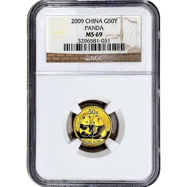 2009 China 1/10OZ Gold 50 Yen Panda NGC MS69