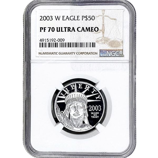 2003-W 1/2OZ Platinum Eagle $50 NGC PF70 Ultra Cameo