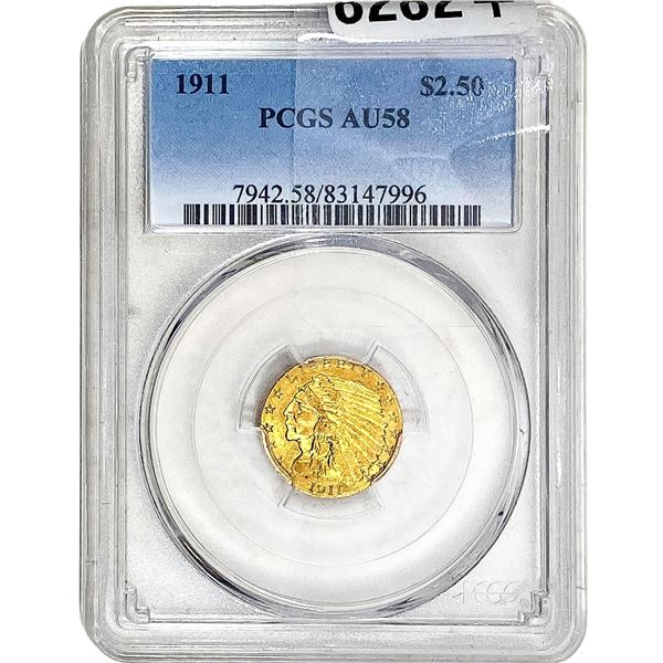 1911 $2.50 Gold Quarter Eagle PCGS AU58