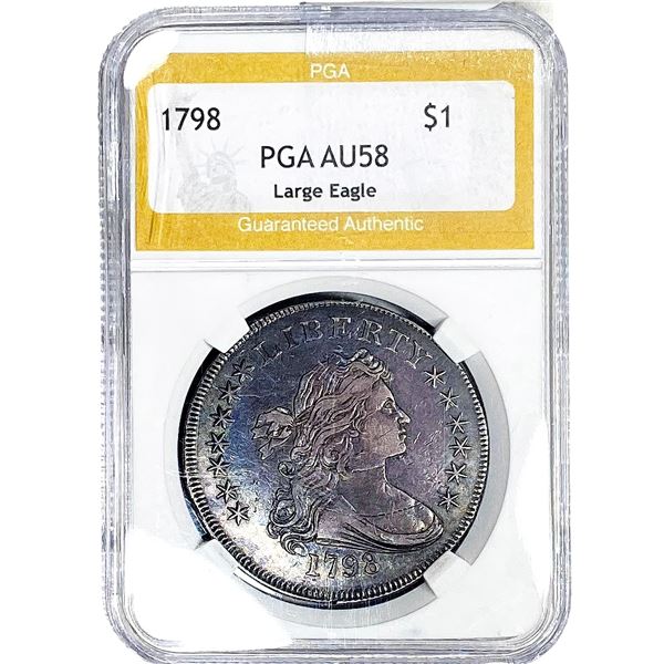 1798 Draped Bust Dollar PGA AU58 Large Eagle