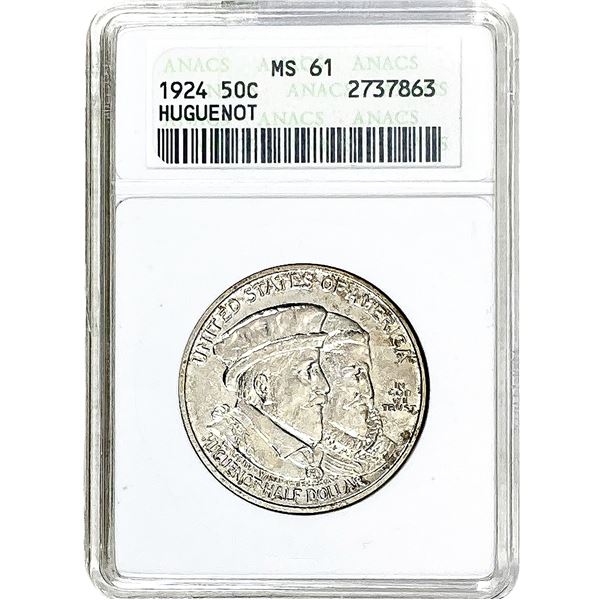1924 Huguenot Half Dollar ANACS MS61