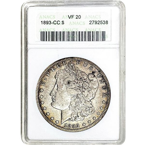 1893-CC Morgan Silver Dollar ANACS VF20