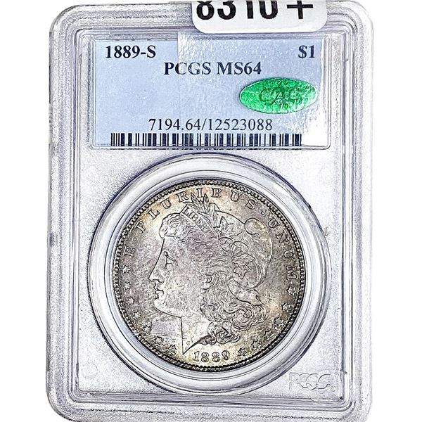 1889-S CAC Morgan Silver Dollar PCGS MS64