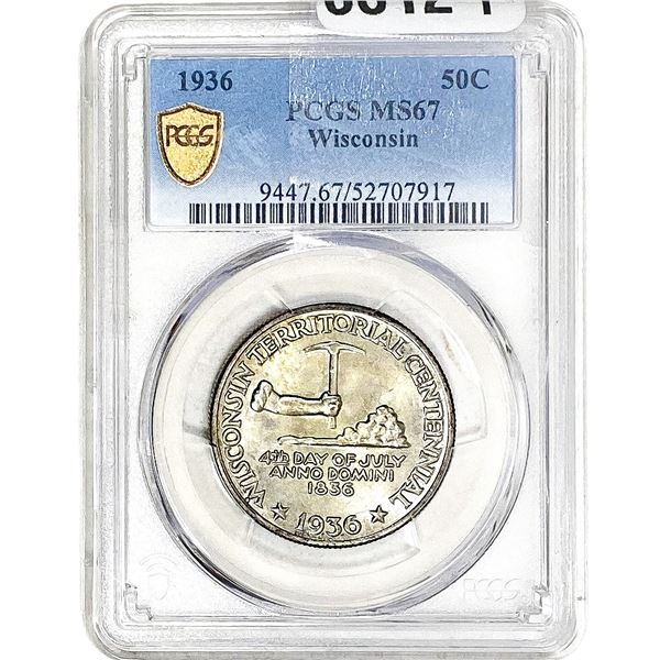 1936 Wisconsin Half Dollar PCGS MS67
