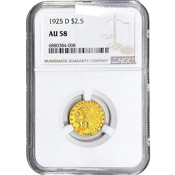 1925-D $2.50 Gold Quarter Eagle NGC AU58