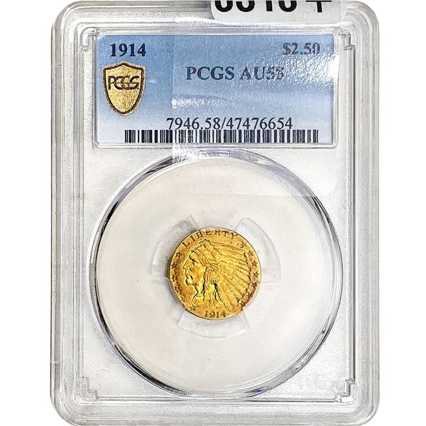 1914 $2.50 Gold Quarter Eagle PCGS AU58