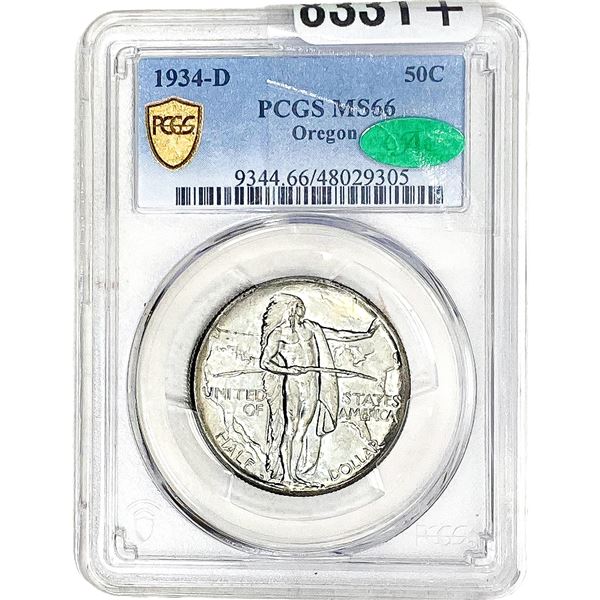 1934-D CAC Oregon Trail Half Dollar PCGS MS66