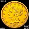 Image 1 : 1851-O $2.50 Gold Quarter Eagle UNCIRCULATED