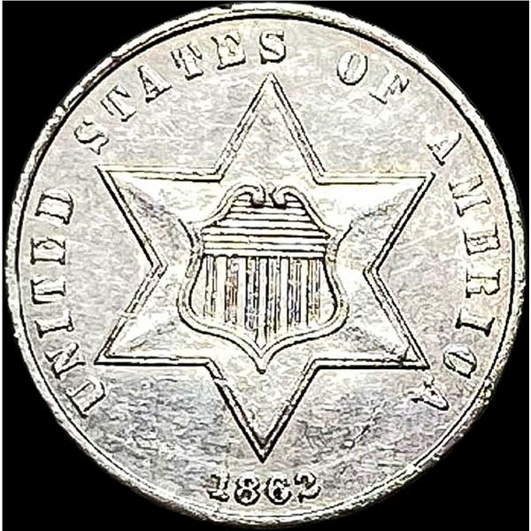 1862 Silver Three-Cent Piece  UNCIRCULATED