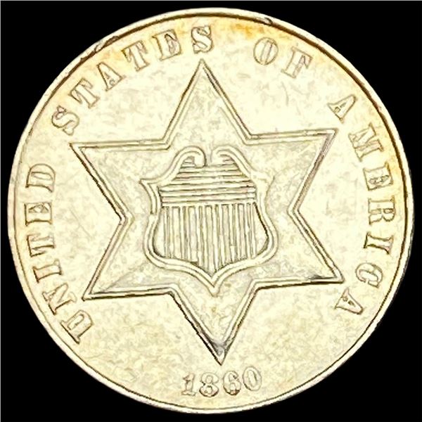 1860 Silver Three-Cent Piece  UNCIRCULATED