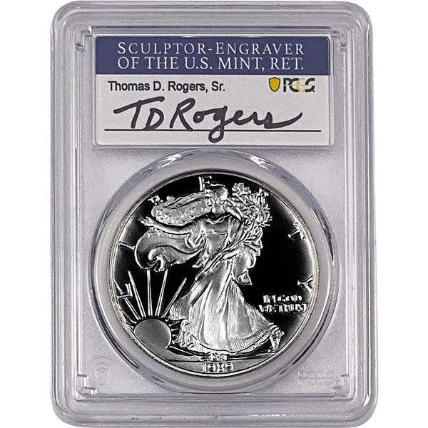 1989-S Silver Eagle PCGS PR70 DCAM Thomas D Rogers
