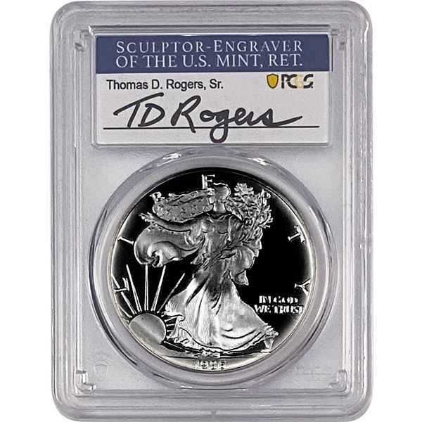1986-S Silver Eagle PCGS PR70 DCAM Thomas D Rogers