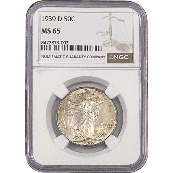 1939-D Walking Liberty Half Dollar NGC MS65