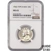 Image 1 : 1963 Washington Silver Quarter NGC MS65 TY B Rev