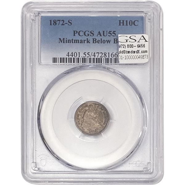 1872-S Seated Liberty Half Dime PCGS AU55 MM Below