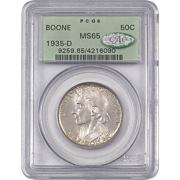 1935-D CAC Boone Half Dollar PCGS MS65