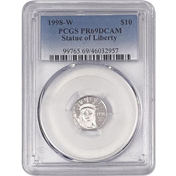 1998-W 1/10OZ Platinum Liberty $10 PCGS PR69 DCAM