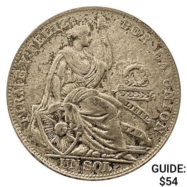 1934 Peru Silver Sol CLOSELY UNCIRCULATED