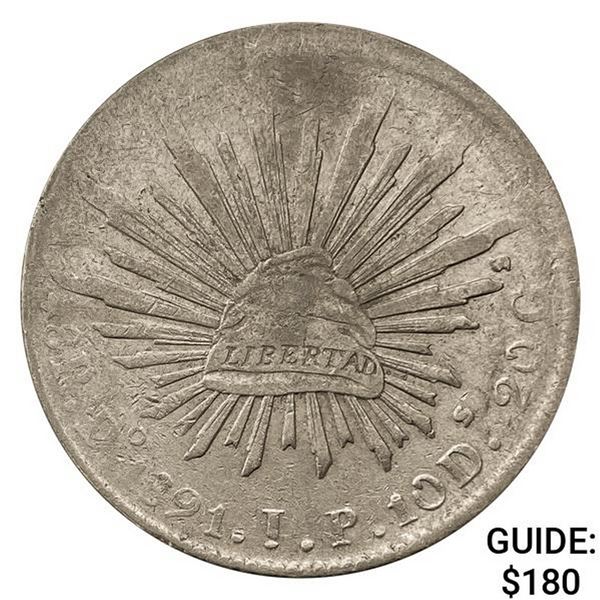 1891Do JP Mexico Silver 8 Reales NEARLY UNCIRCULATED