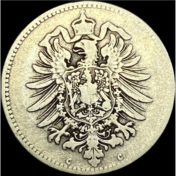 1875-C Germany Silver 1 Reichsmark NEARLY UNCIRCULATED