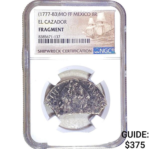 1777-1783MO FF Mexico 8 Reales El Cazador Fragment NGC