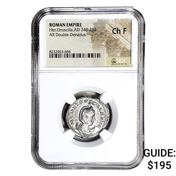 RomanHer.Etruscilla,AD 249-253 AR Dbl-Denarius NGC Ch F