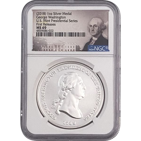 2018 George Washington 1oz SIlver Medal NGC MS69