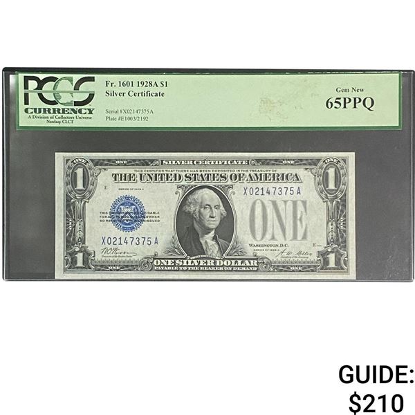 1928-A $1 Sliver Certificate PCGS GM 65PPQ
