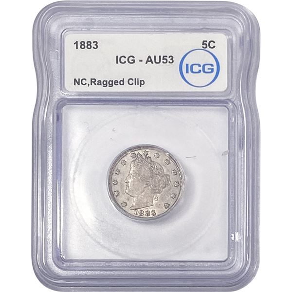 1883 Liberty Victory Nickel ICG AU53 No Cents-Clip