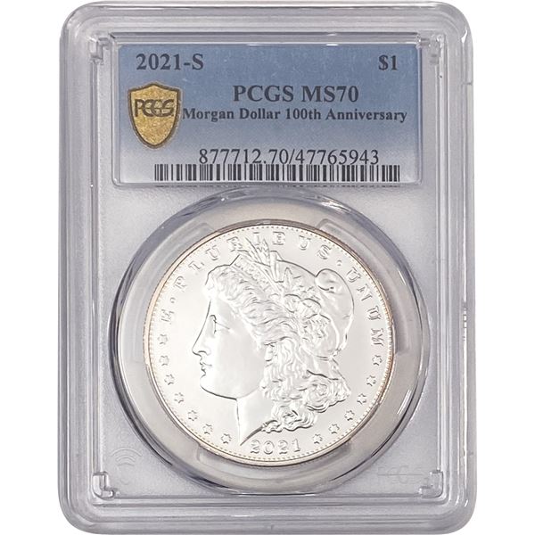 2021-S Morgan Silver Dollar PCGS MS70 100th Anniv.