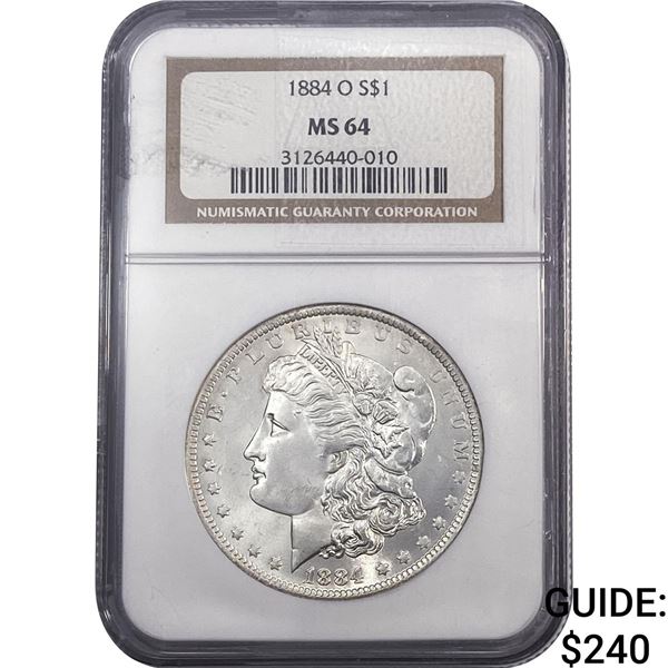 1884-O Morgan Silver Dollar NCG MS64