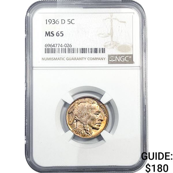 1936-D Buffalo Nickel NCG MS65