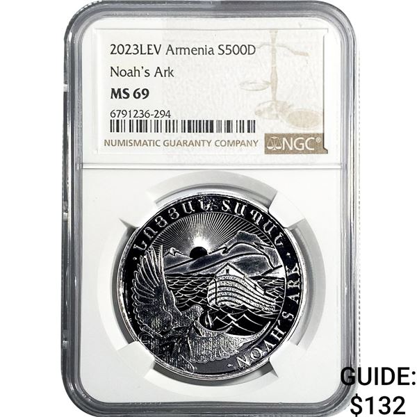 2023LEV Armenia Silver 500D Noah's Ark NGC MS69