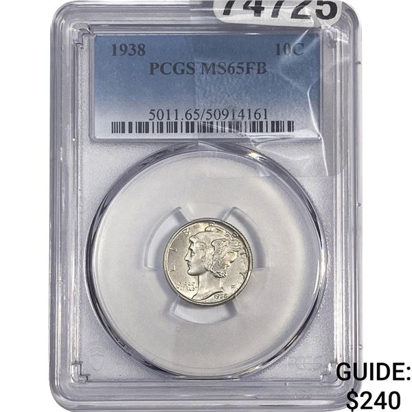 1938 Mercury Silver Dime PCGS MS65 FB
