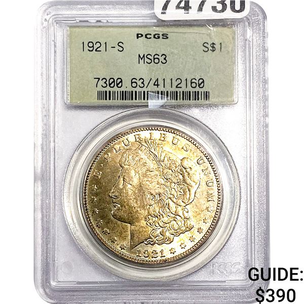 1921-S Morgan Silver Dollar PCGS MS63