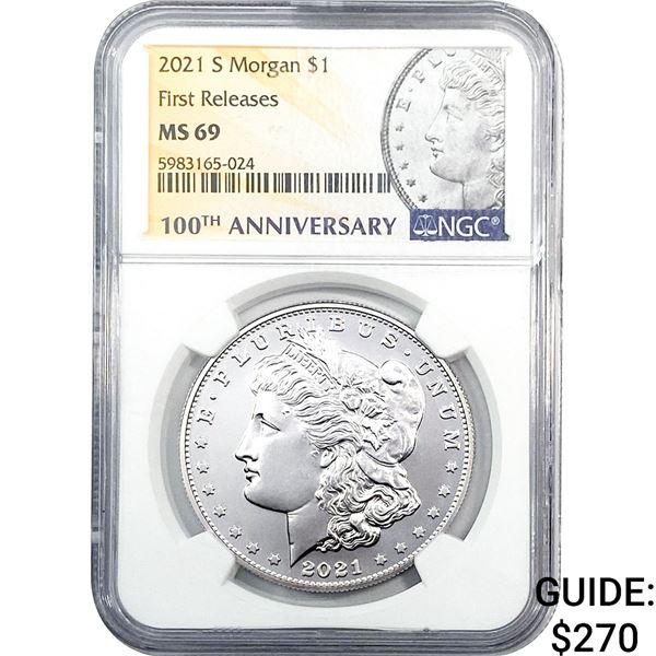 2021-S Morgan Silver Dollar NGC MS69 100th Anniv