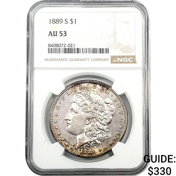 1889-S Morgan Silver Dollar NGC AU53