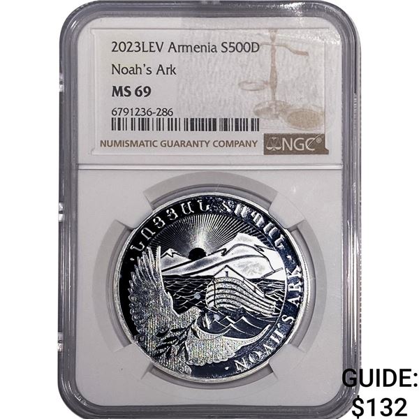 2023LEV Armenia Silver 500D Noah's Ark NGC MS69