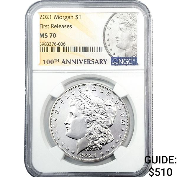 2021 Morgan Silver Dollar NGC MS70 100th Anniv.